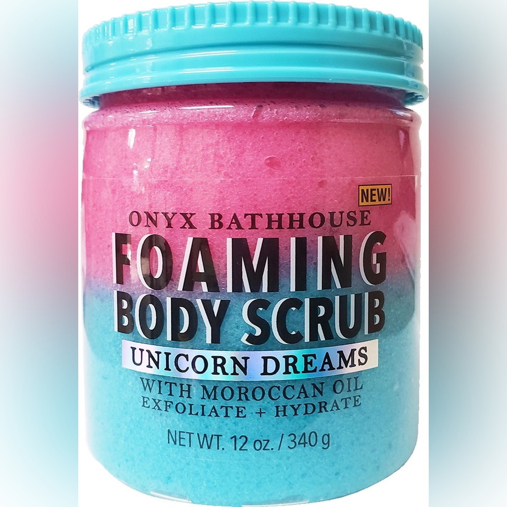 Onyx Bathhouse Unicorn Dreams Foaming Exfoliant Body Scrub Kiwi Strawberry Apple